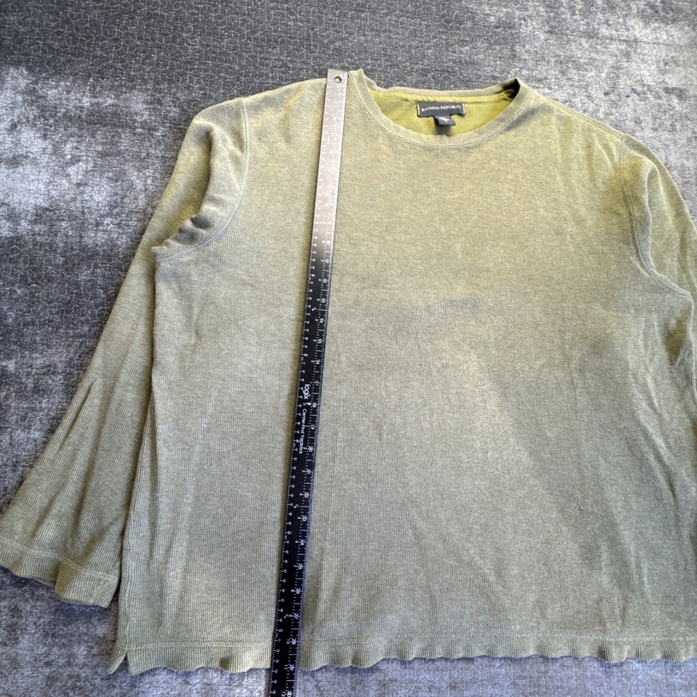Banana Republic Sweater Men XL Olive Green Ribbed Knit Cotton Pullover Crew Neck - Picture 8 of 16
